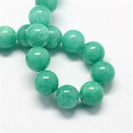 Jade, havgrøn, 4mm, rund, 1 streng.
